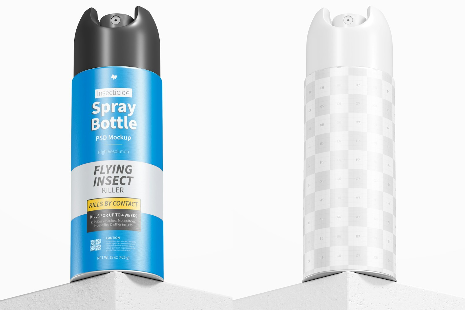 Insecticide Spray Bottle Mockup, Low Angle View