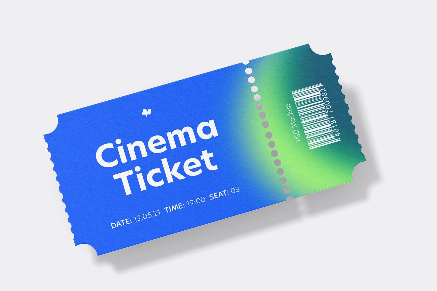 Cinema Ticket Mockup, Front View
