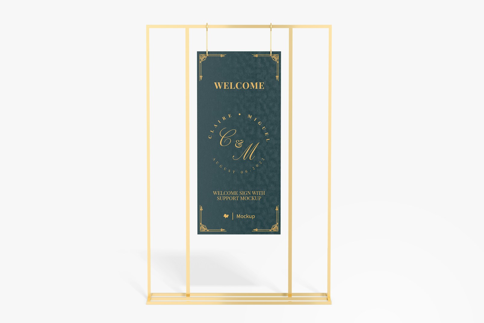 Welcome Sign with Support Mockup, Front View