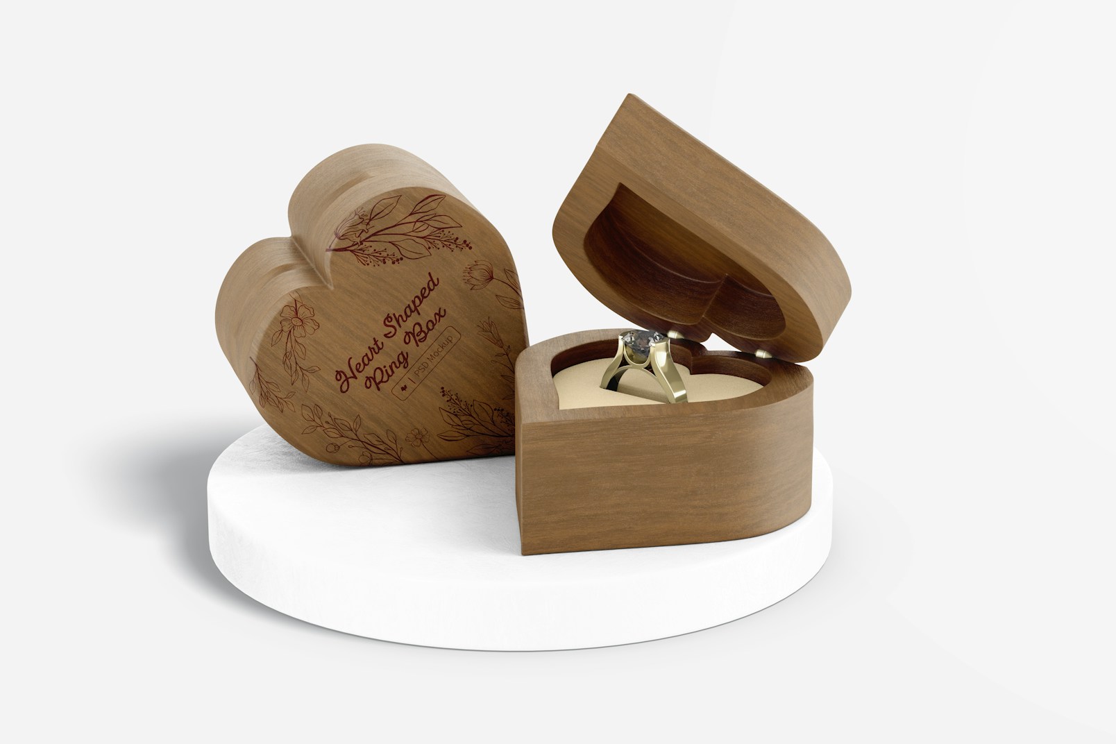 Heart Shaped Ring Boxes Mockup