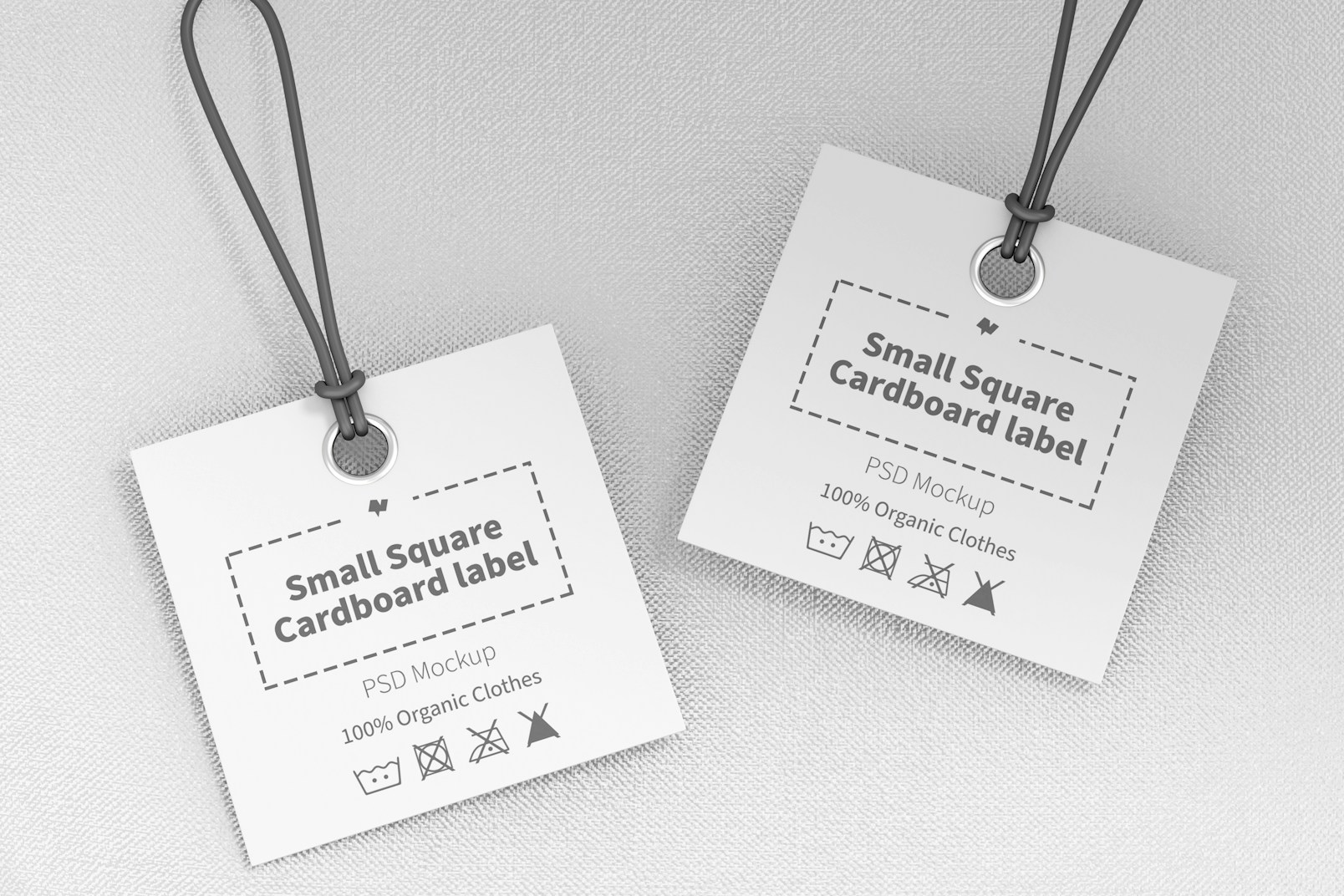 Small Square Cardboard Labels Mockup, Perspective