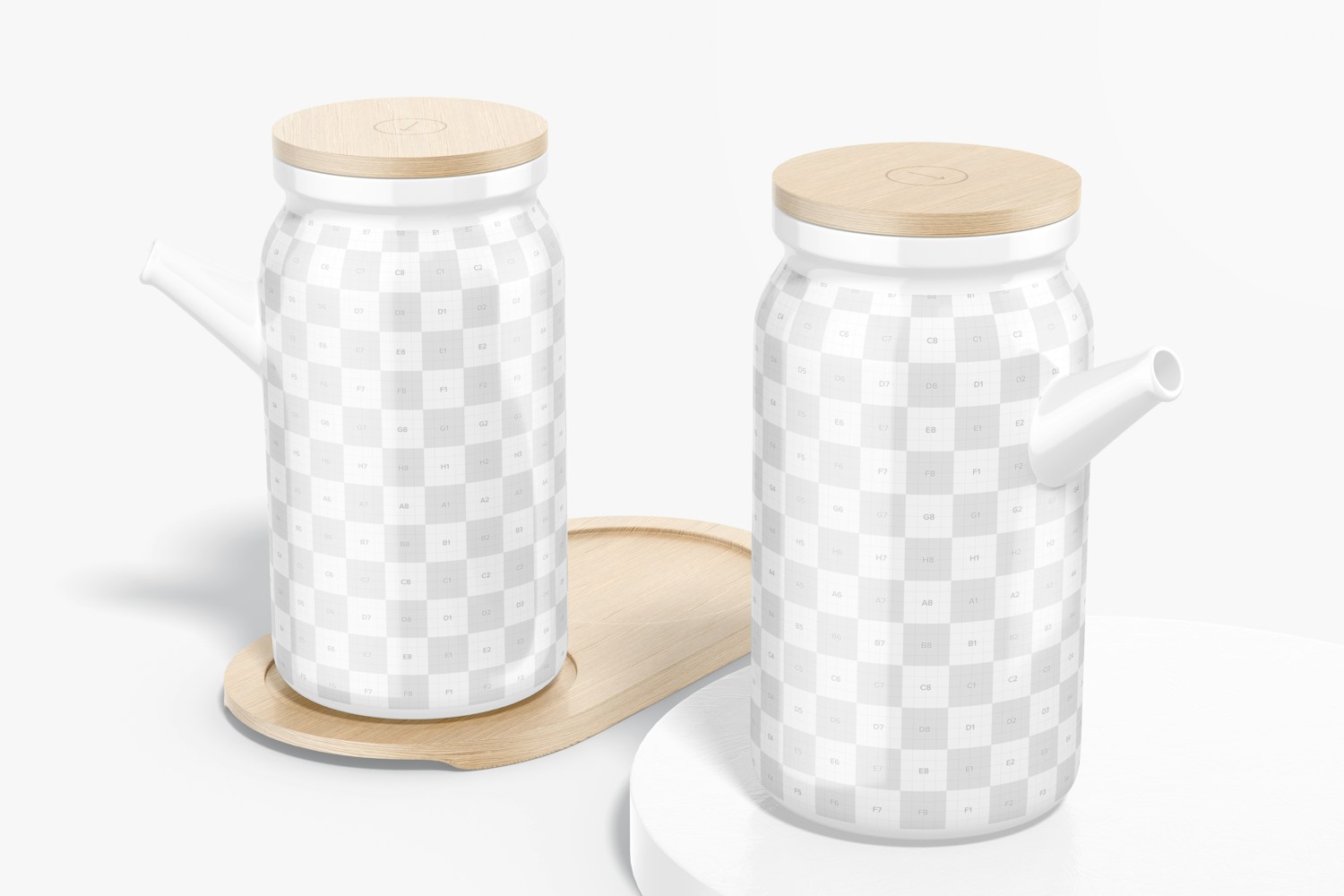 Oil Bottles with Bamboo Tray Mockup