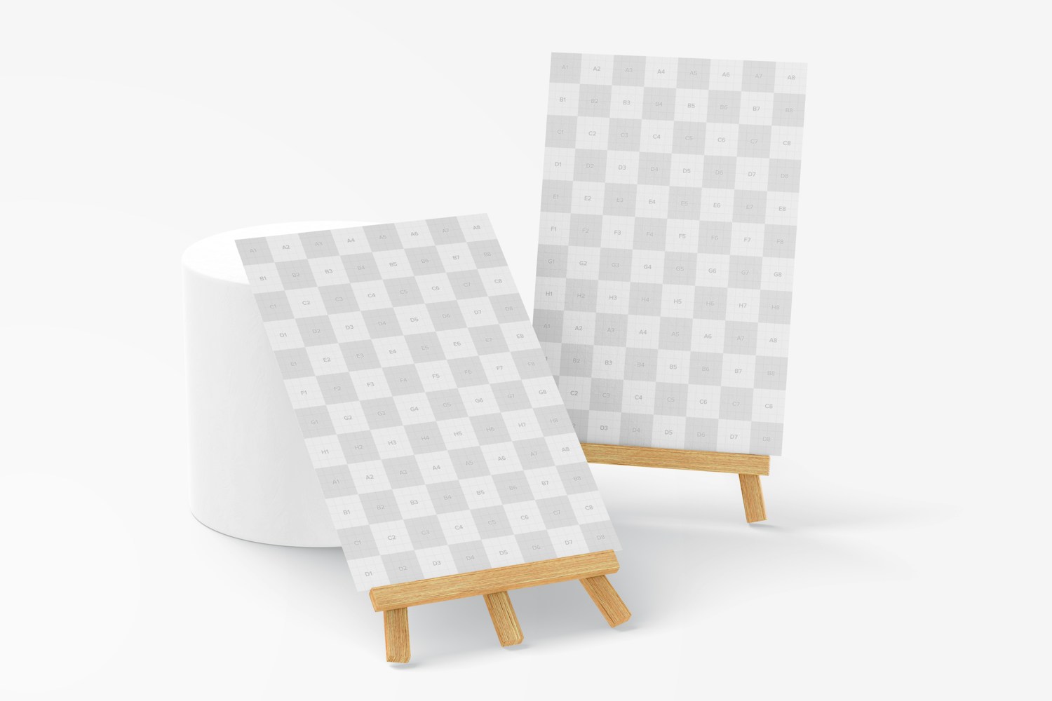 Tripod Table Card Holders Mockup, Leaned and Standing
