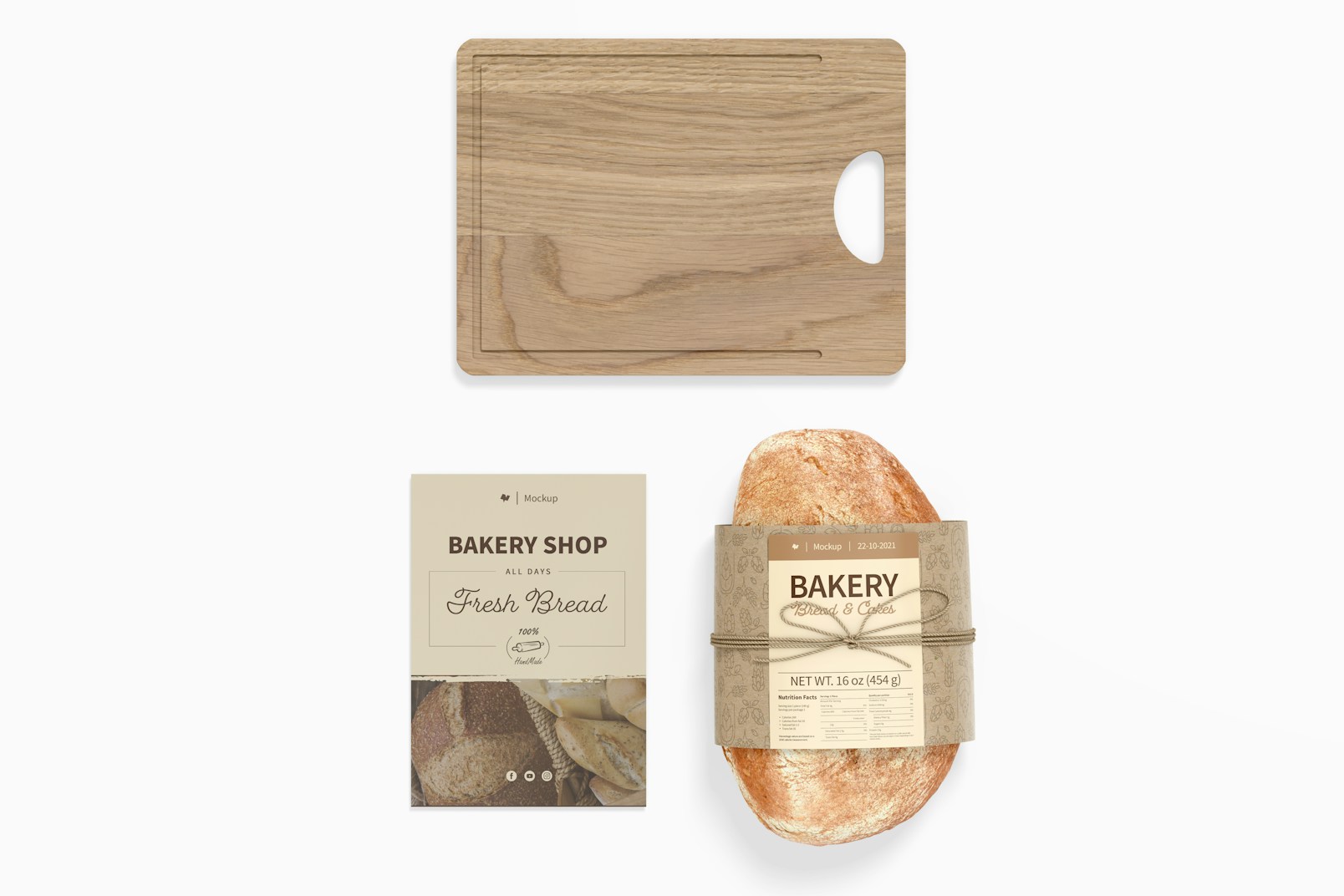 Bakery Stationery Mockup, Top View