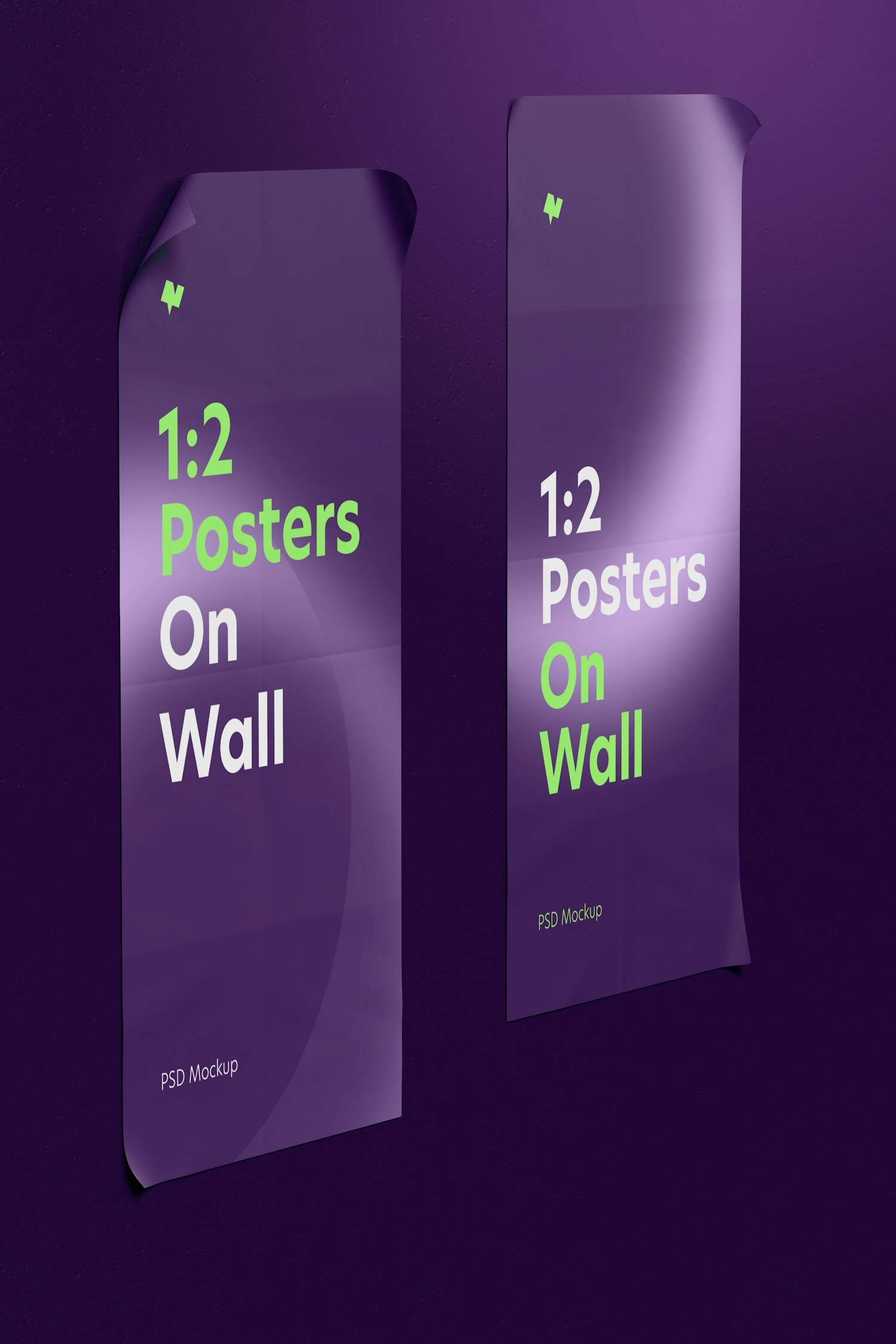 1:2 Poster on Wall Mockup, Left View