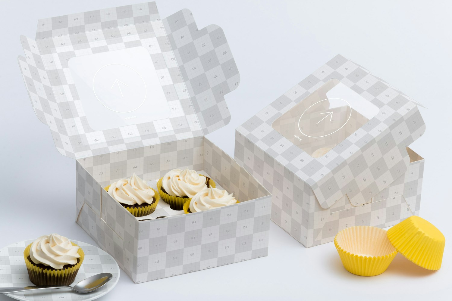 Four Cupcake Box Mockup 01