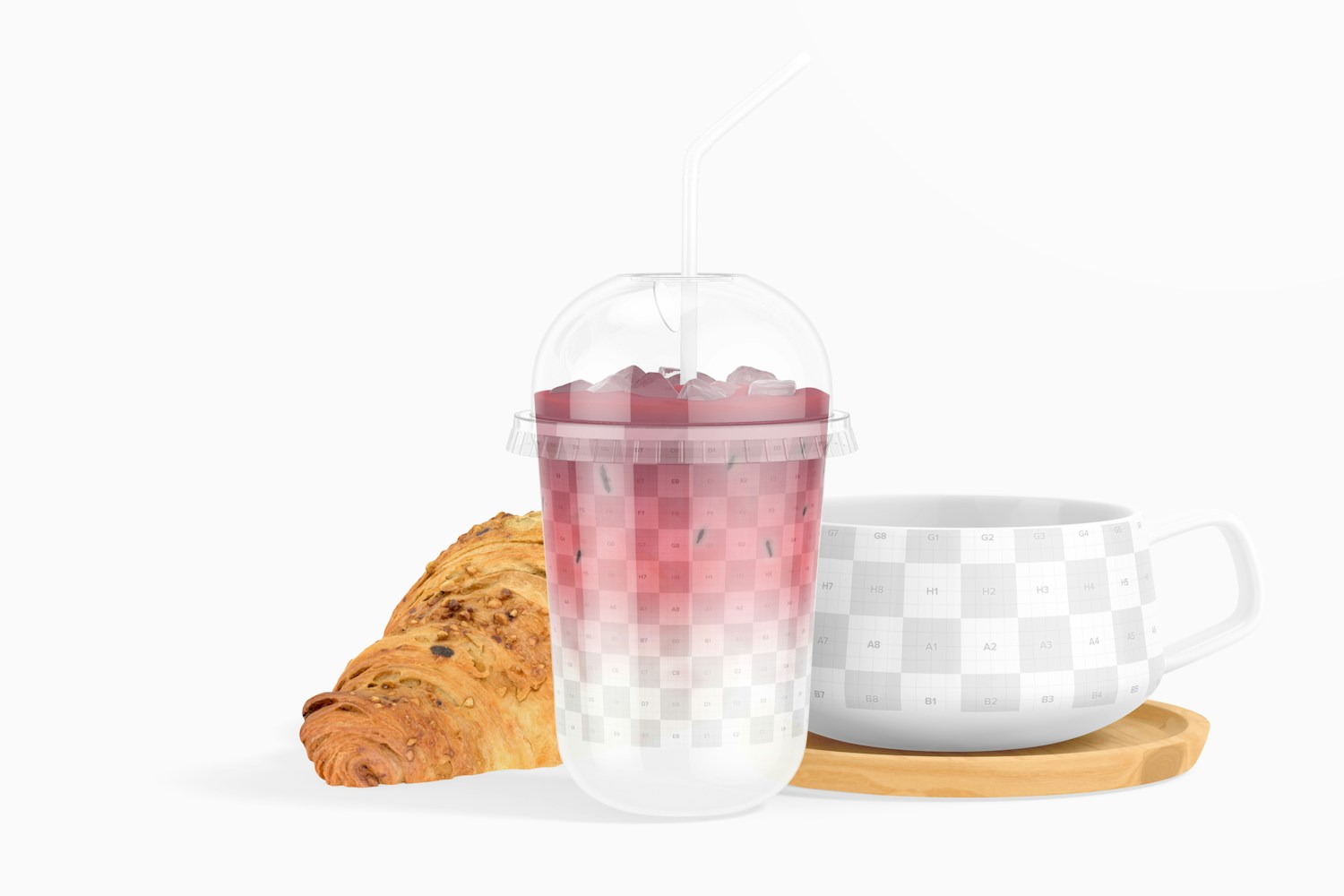 17 oz Plastic Cup Mockup, with Bread