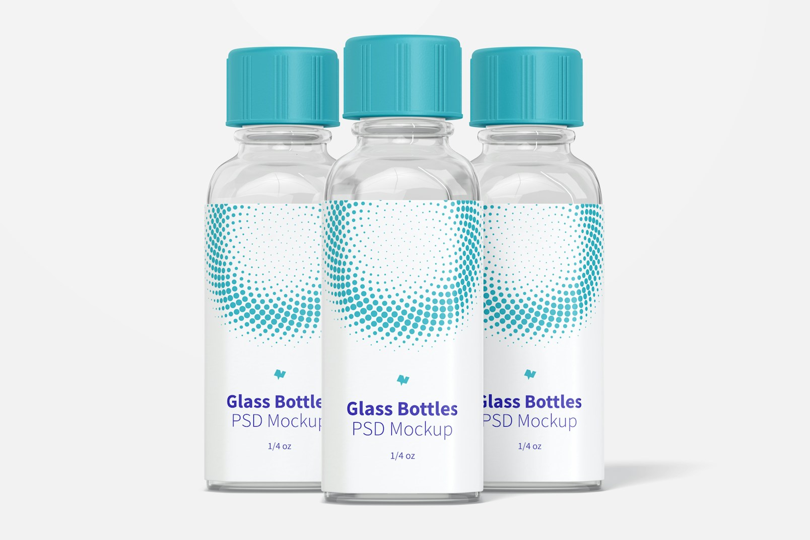 1/4 oz Glass Bottles Mockup, Front View