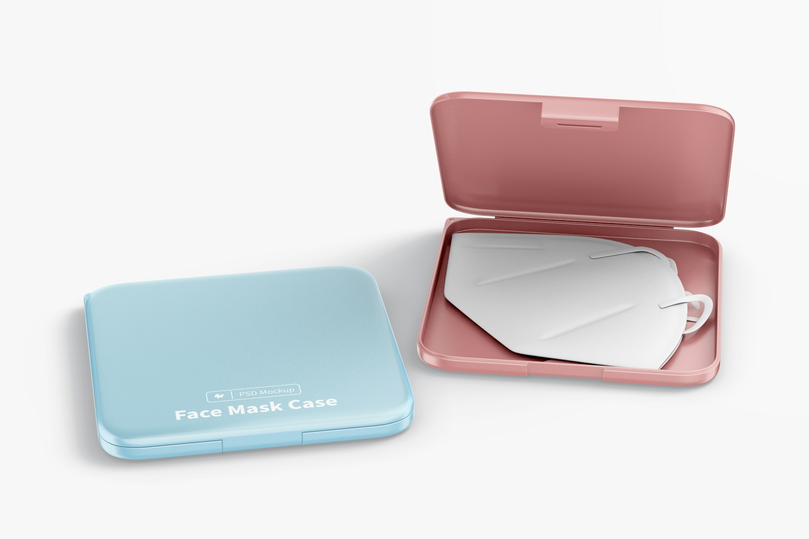Face Mask Case Mockup, Opened and Closed