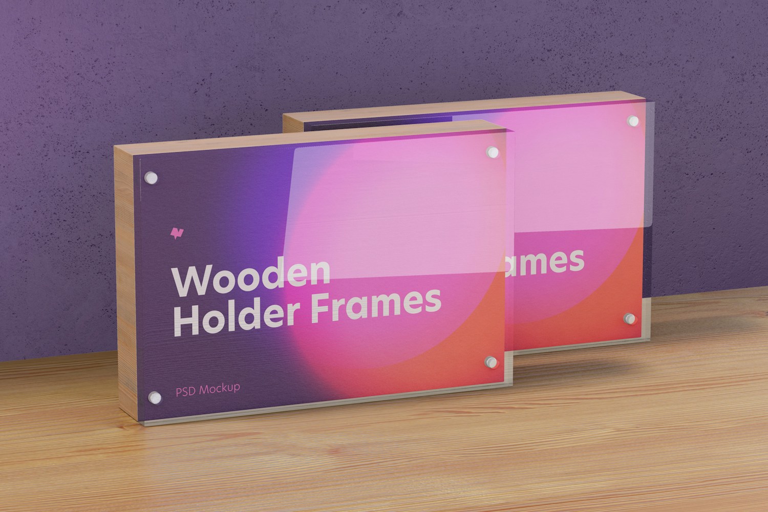 Wooden Label Holder Frames Mockup