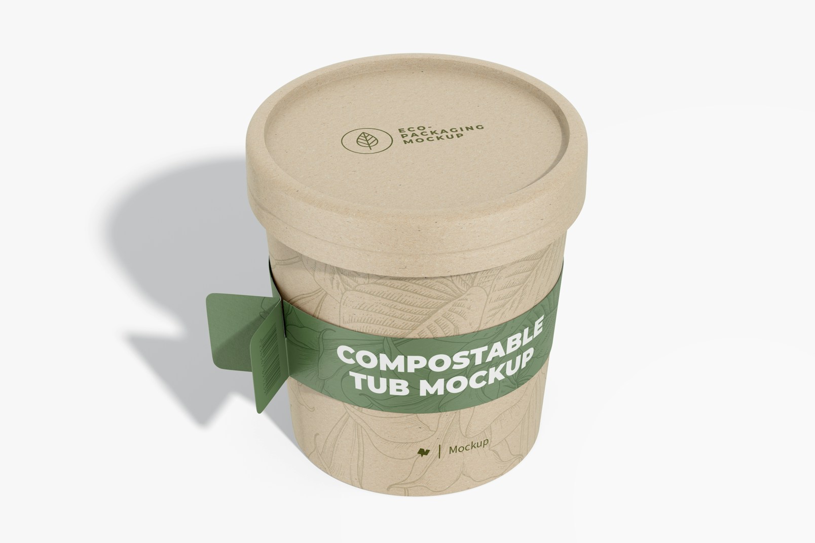 Compostable Tub with Label Mockup, Perspective