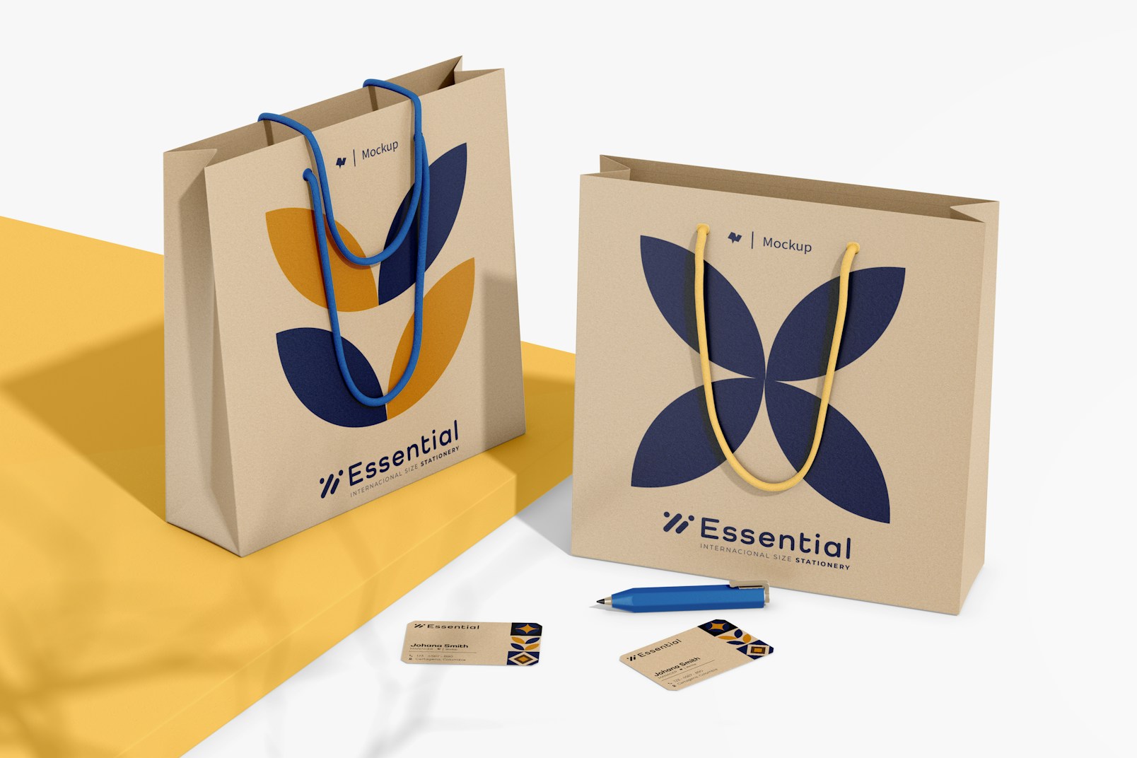Shopping Bags with Stationery Mockup