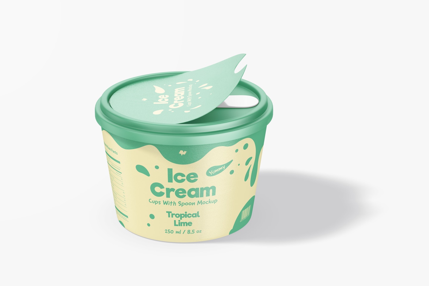 Ice Cream Cup With Spoon Mockup, Front View