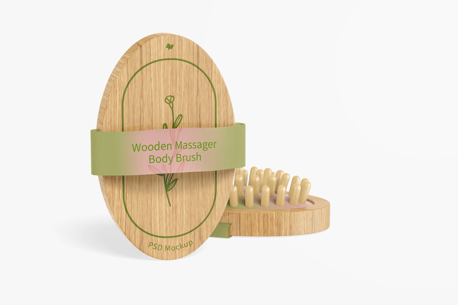 Wooden Massager Body Brushes Mockup