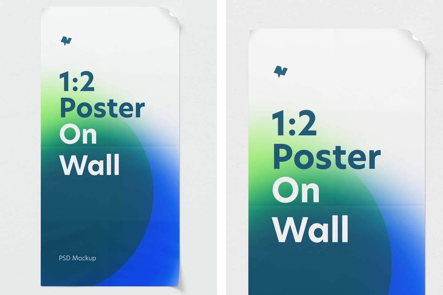 1:2 Poster on Wall Mockup, Front View