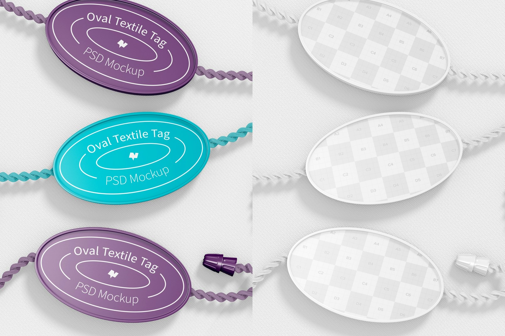Oval Textile Tags Mockup, Front View
