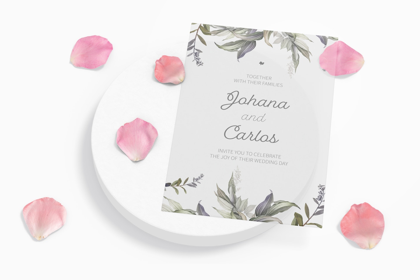 Frosted Acrylic Invitation Card Mockup, Top View