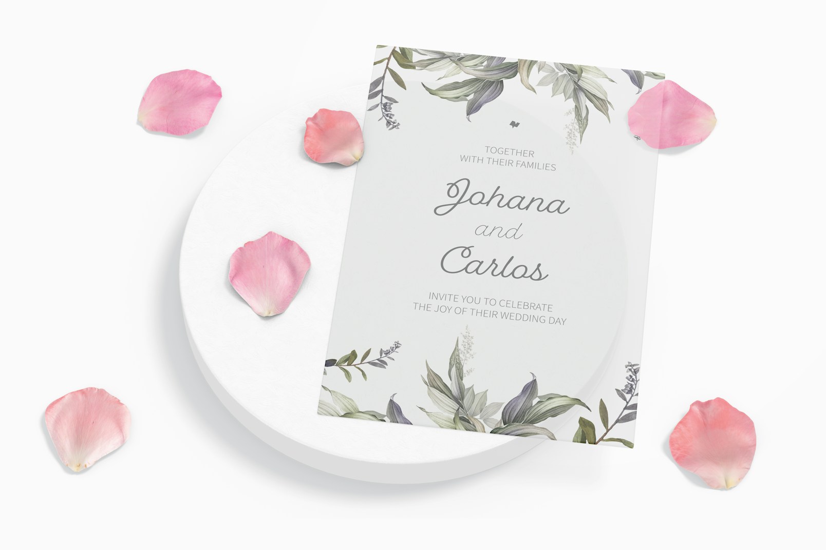 Frosted Acrylic Invitation Card Mockup, Top View