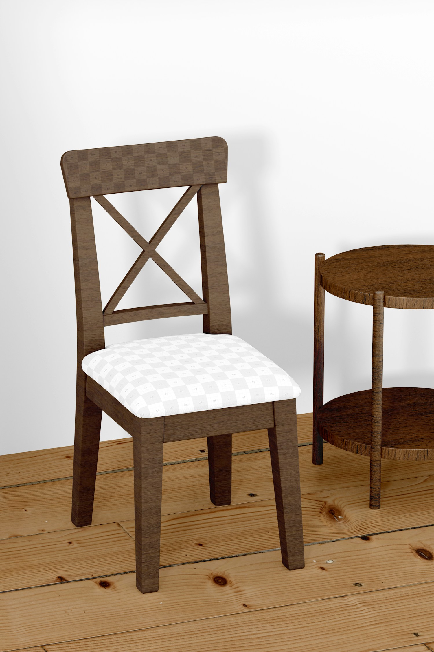 Wooden Dining Chair Mockup, Front View