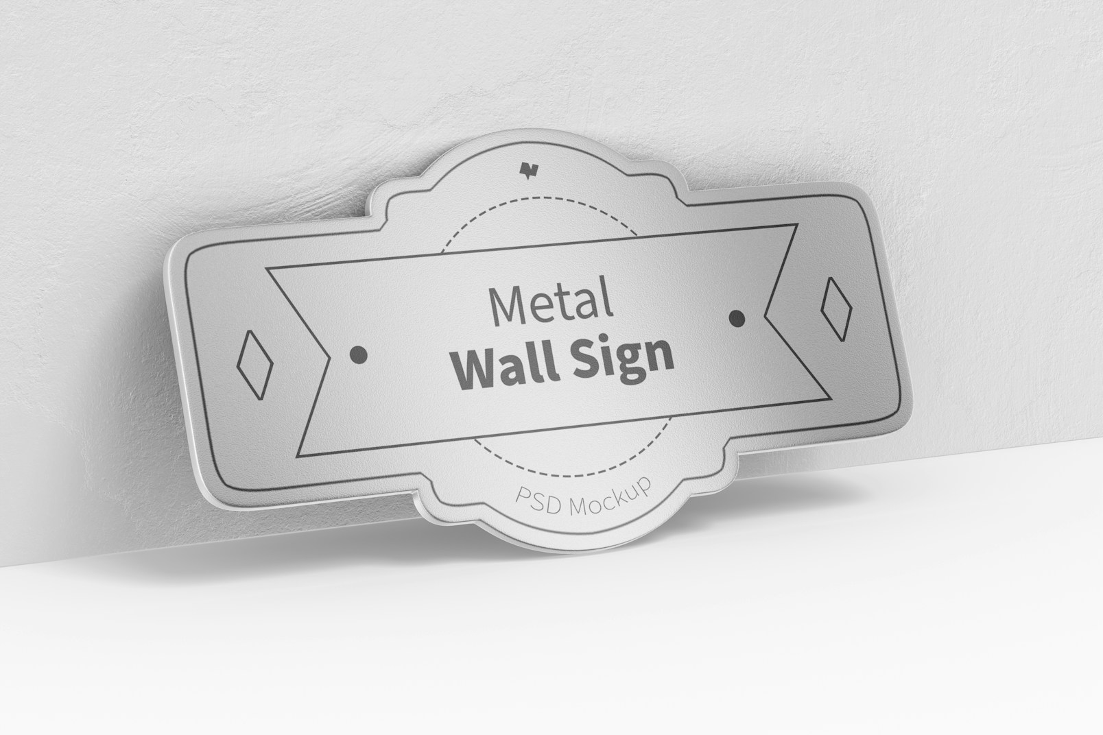 Metal Wall Sign Mockup, Leaned