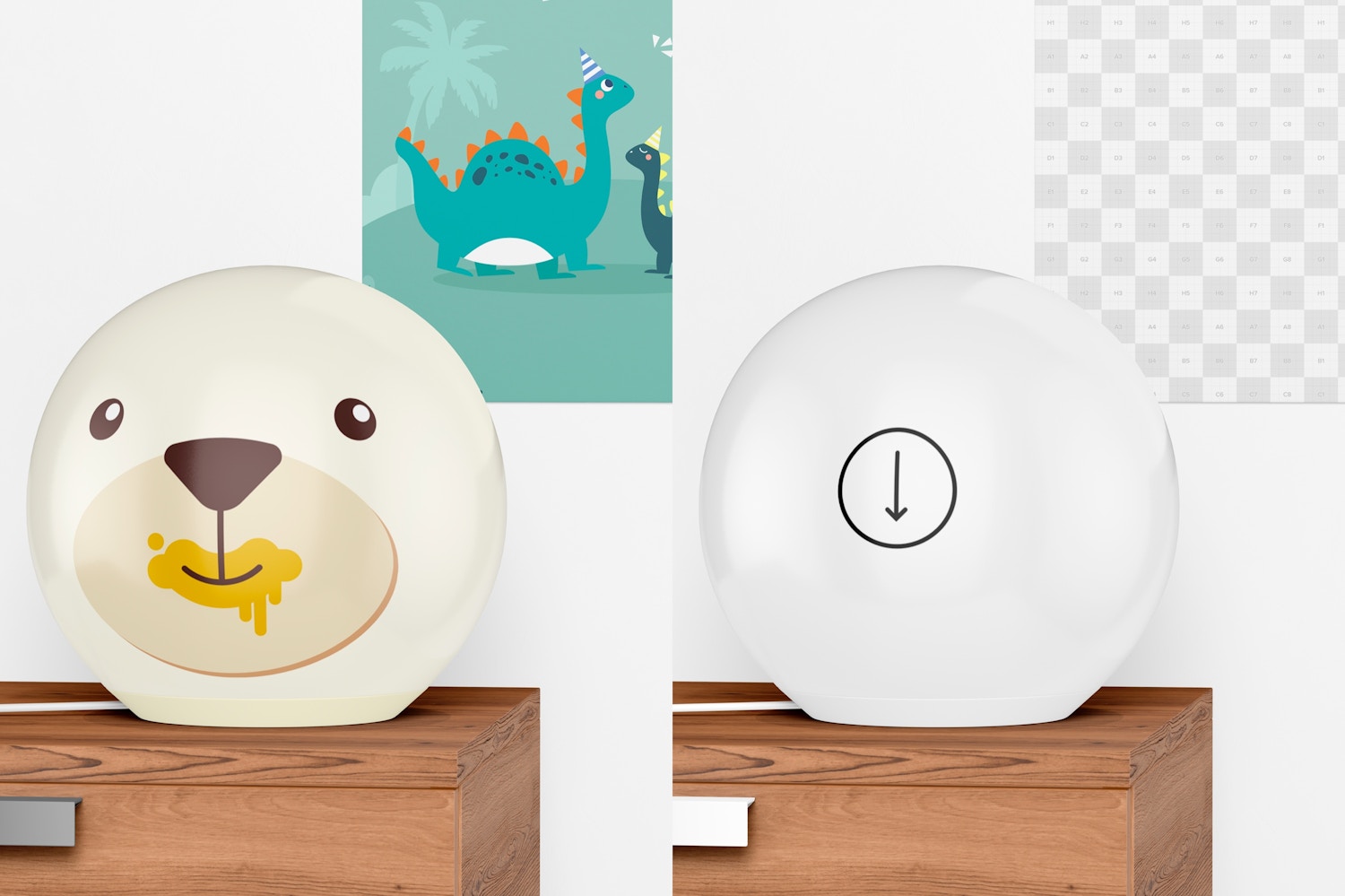 Children Round Table Lamp Mockup, Front View Children Round Table Lamp Mockup, Front View