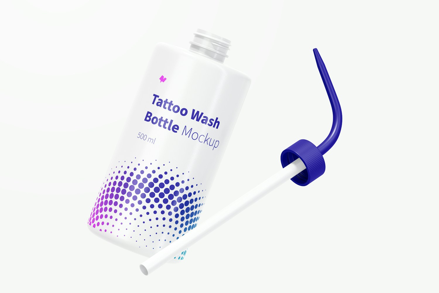 Tattoo Wash Bottle Mockup, Falling Tattoo Wash Bottle Mockup, Falling
