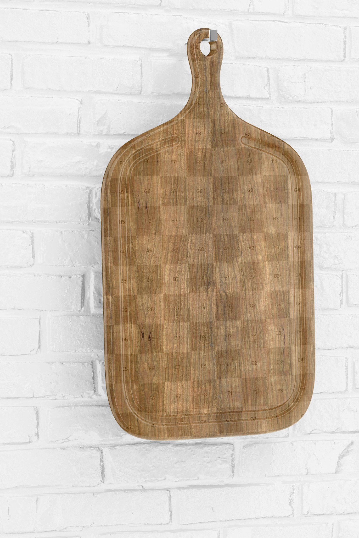 Wood Cutting Board with Handle Mockup, Hanging