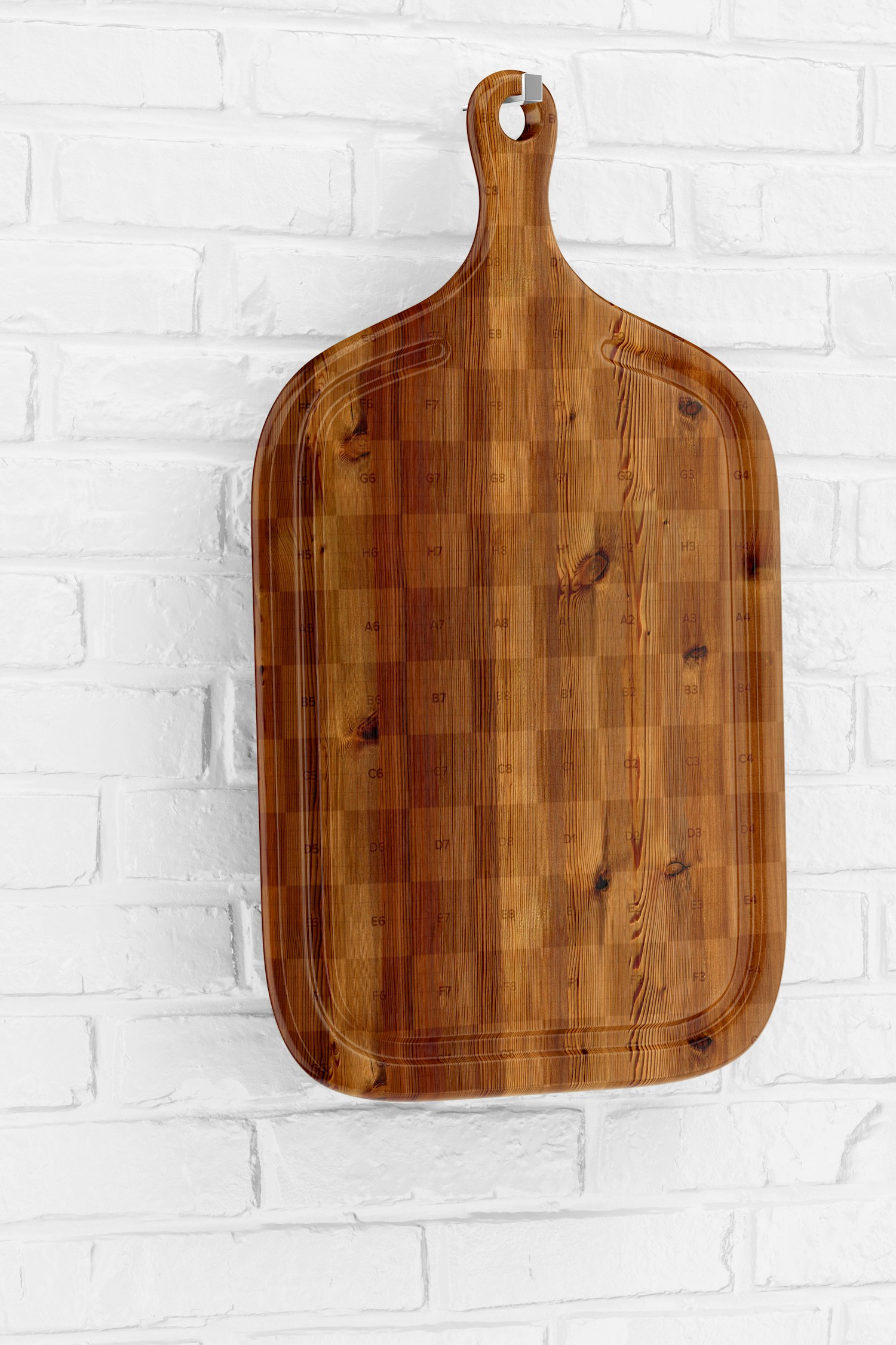 Wood Cutting Board with Handle Mockup, Hanging
