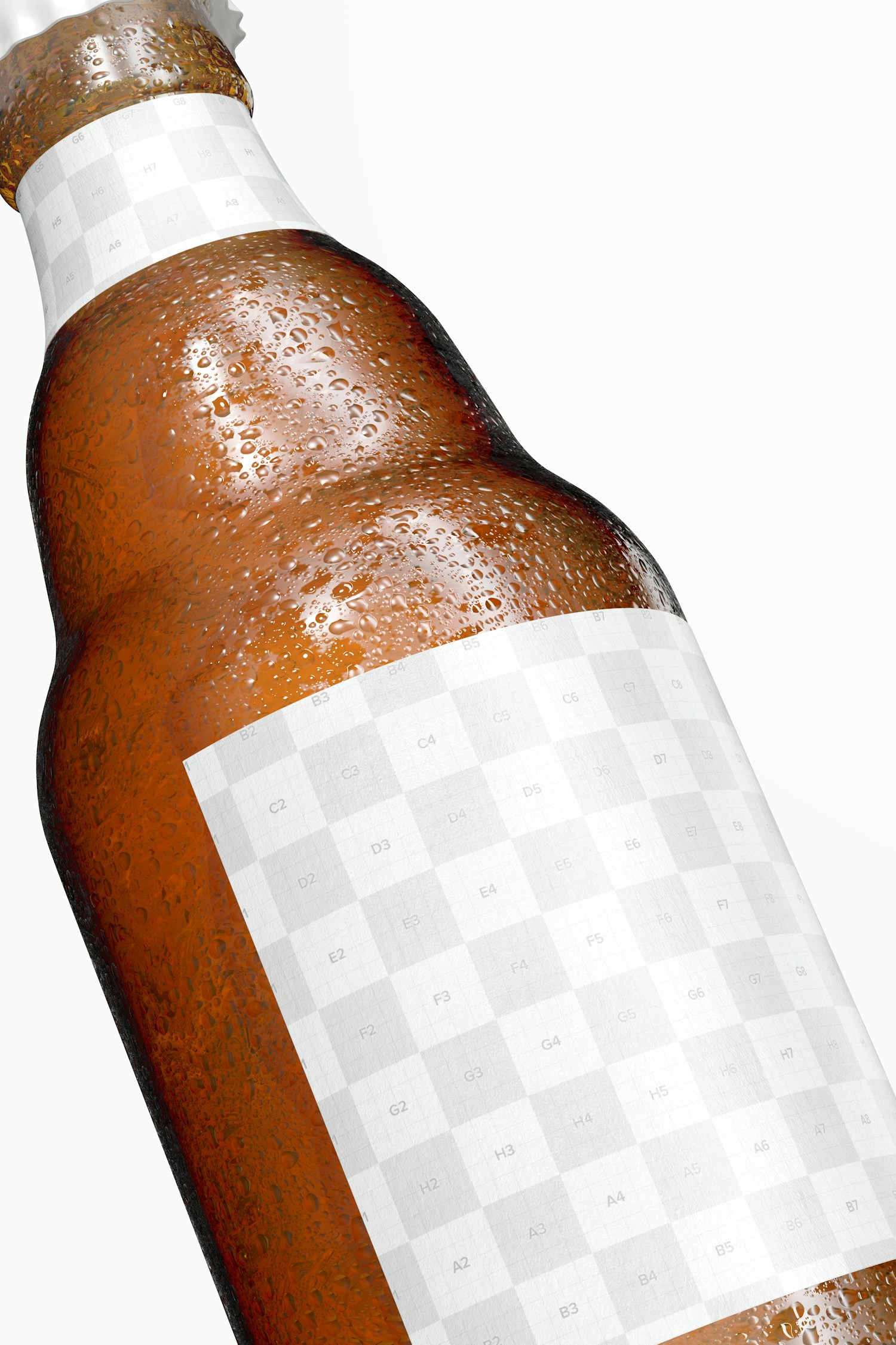 Stubby Beer Bottle Mockup, Close Up