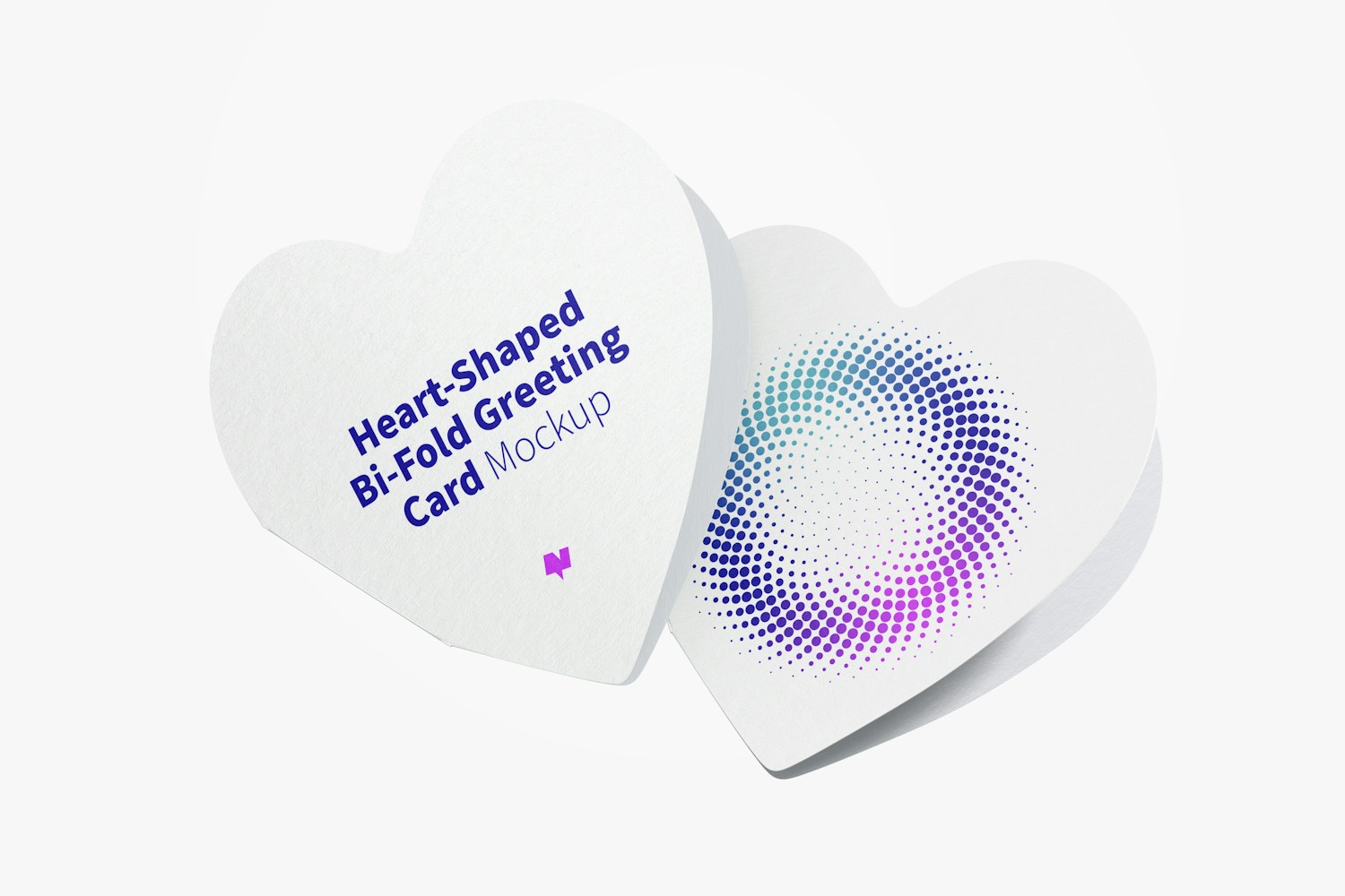 Heart-Shaped Bi-Fold Greeting Cards Mockup, Closed