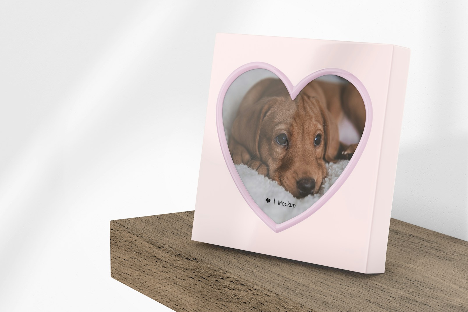 Heart Shaped Photo Frame Mockup, Right View