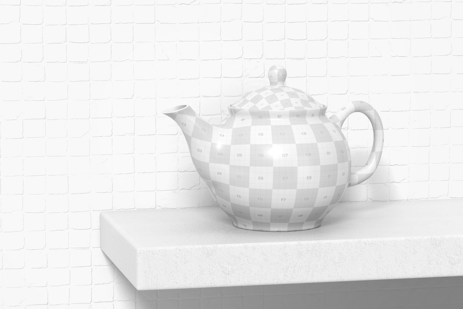 Ceramic Teapot on Surface Mockup