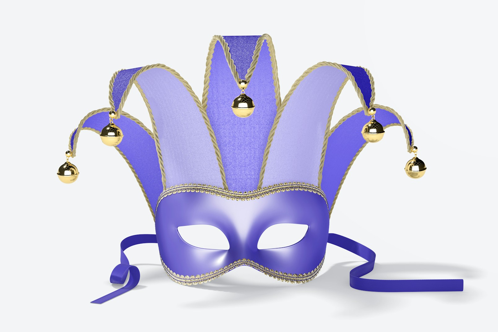 Jester Half-Face Mask Mockup, Front View