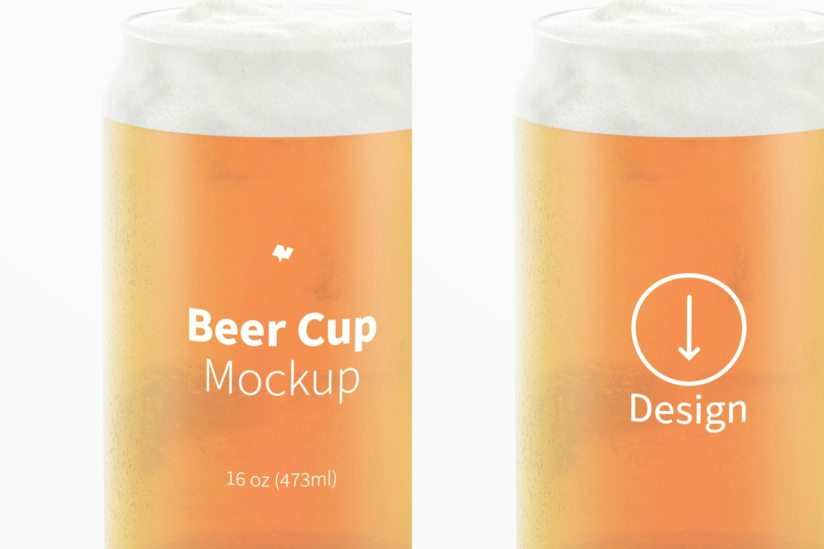 16 oz Glass Beer Cup Mockup, Close Up