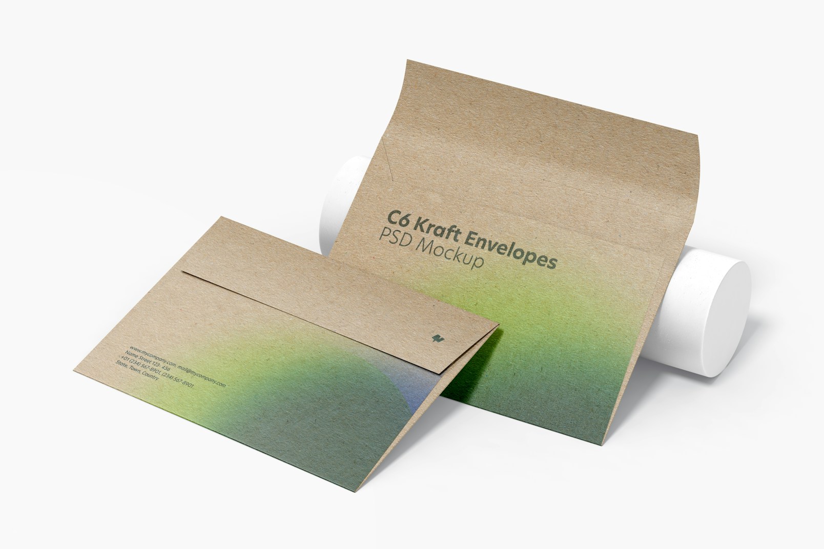 C6 Kraft Envelopes Mockup, Perspective