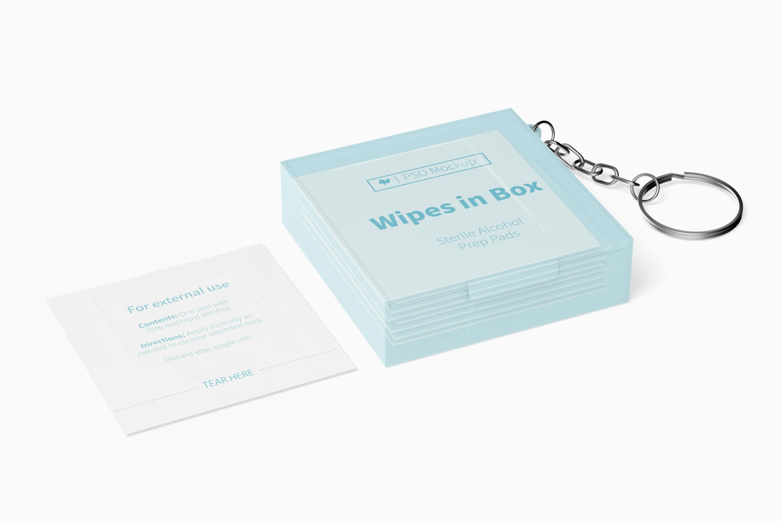 Wipes in Box Mockup, Perspective View