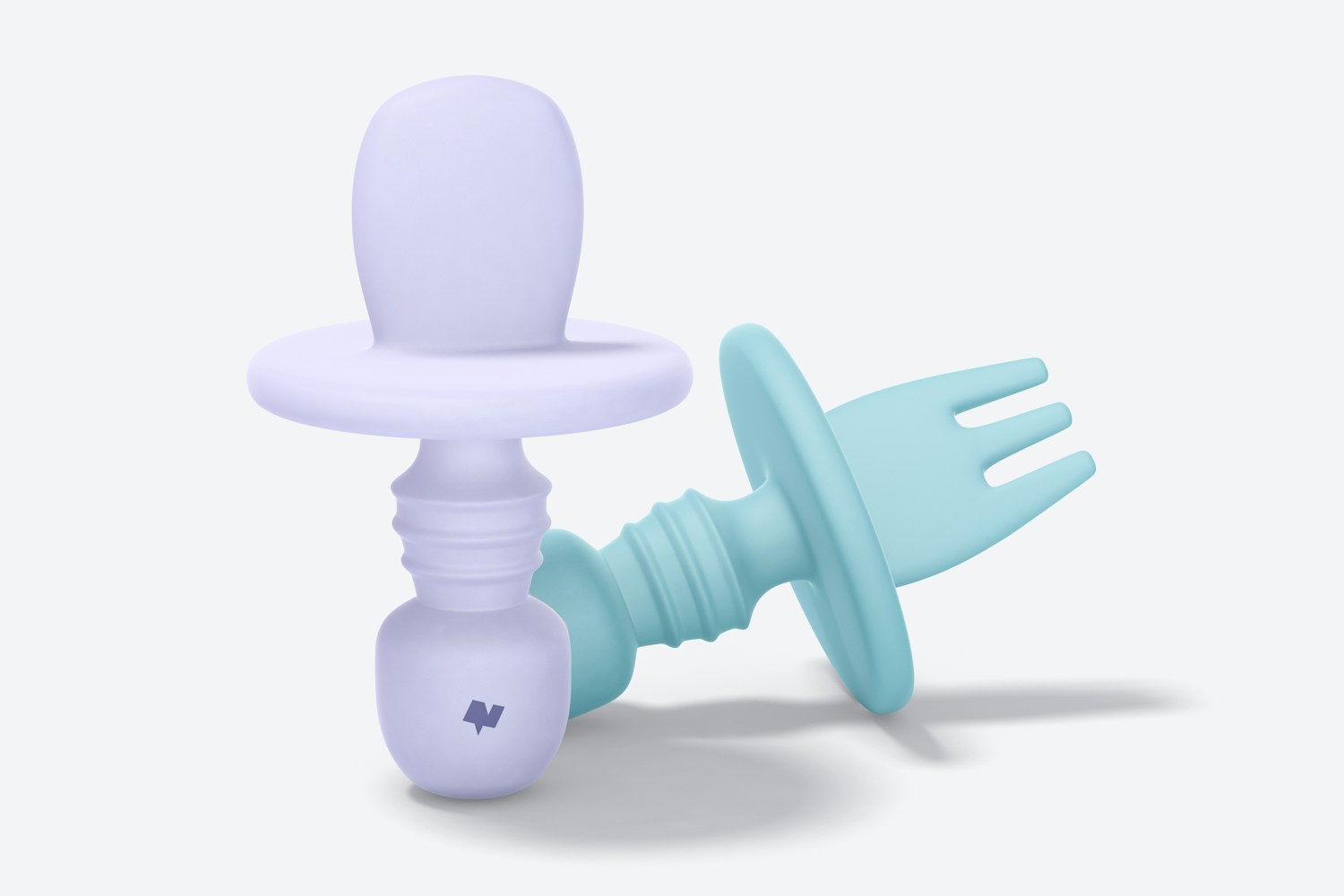 Silicone Baby Fork and Spoon Mockup, Left View