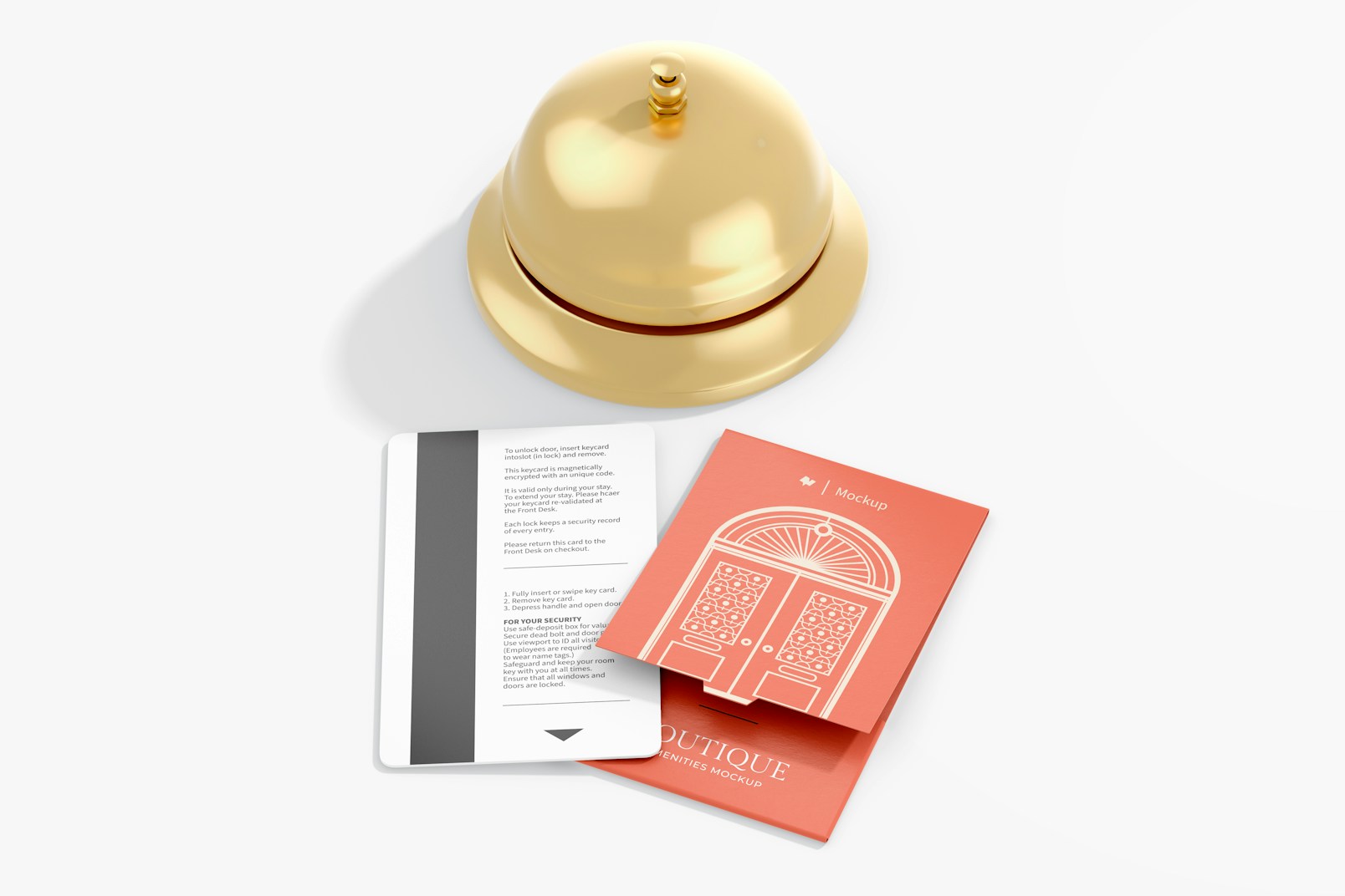 Hotel Key Card Holder Mockup, with Bell