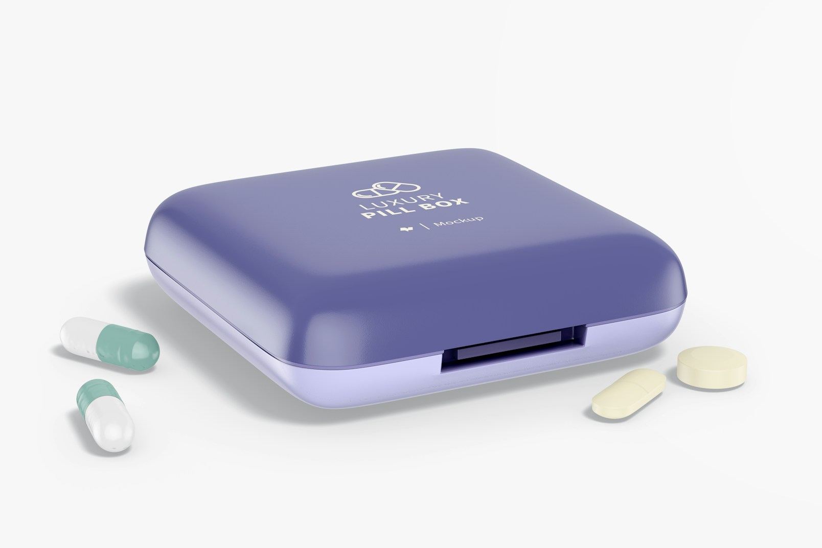 Luxury Pill Box Mockup, Perspective View