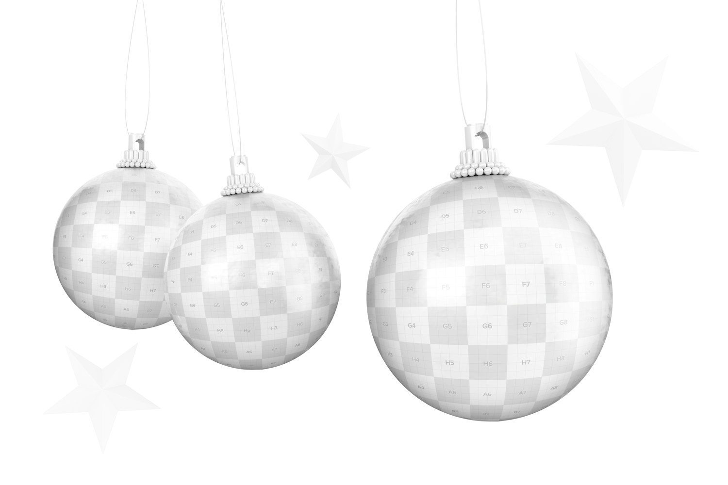 Distressed Christmas Balls Mockup, Hanging