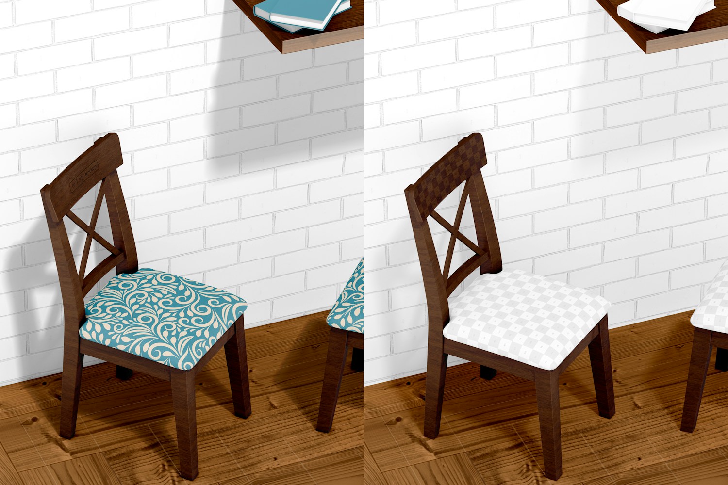 Wooden Dining Chair Mockup, Perspective