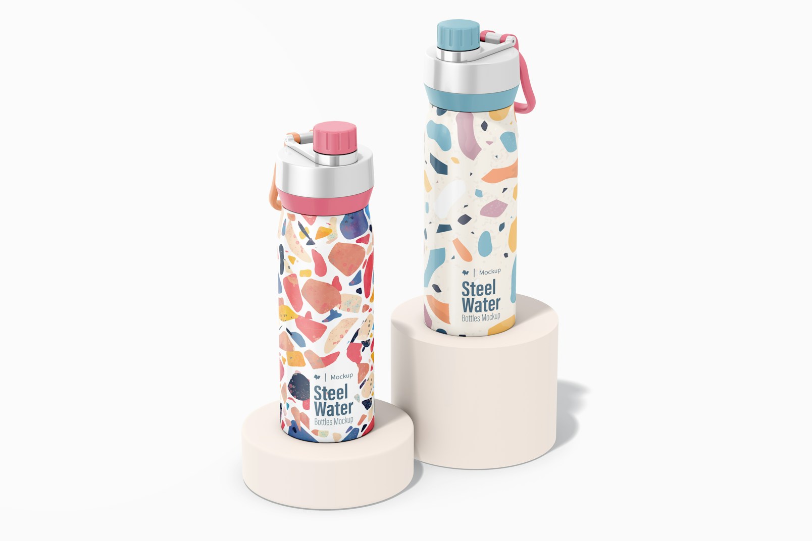 Large Water Bottles with Lid Mockup