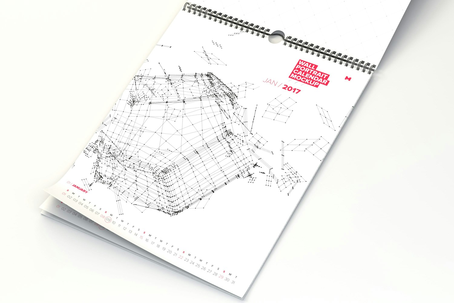 Mockup 6: Perspective view of a opened calendar. Mockup 6: Perspective view of a opened calendar.