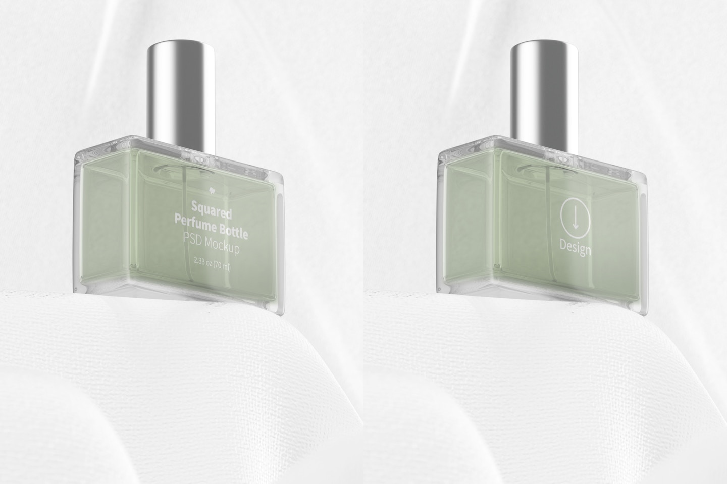 Squared Perfume Bottle Mockup, Perspective