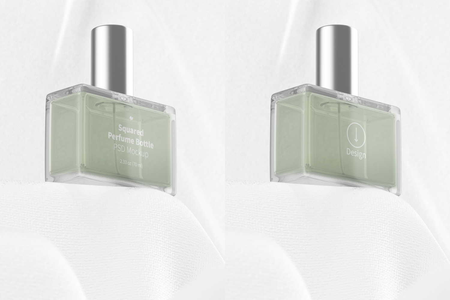 Squared Perfume Bottle Mockup, Perspective