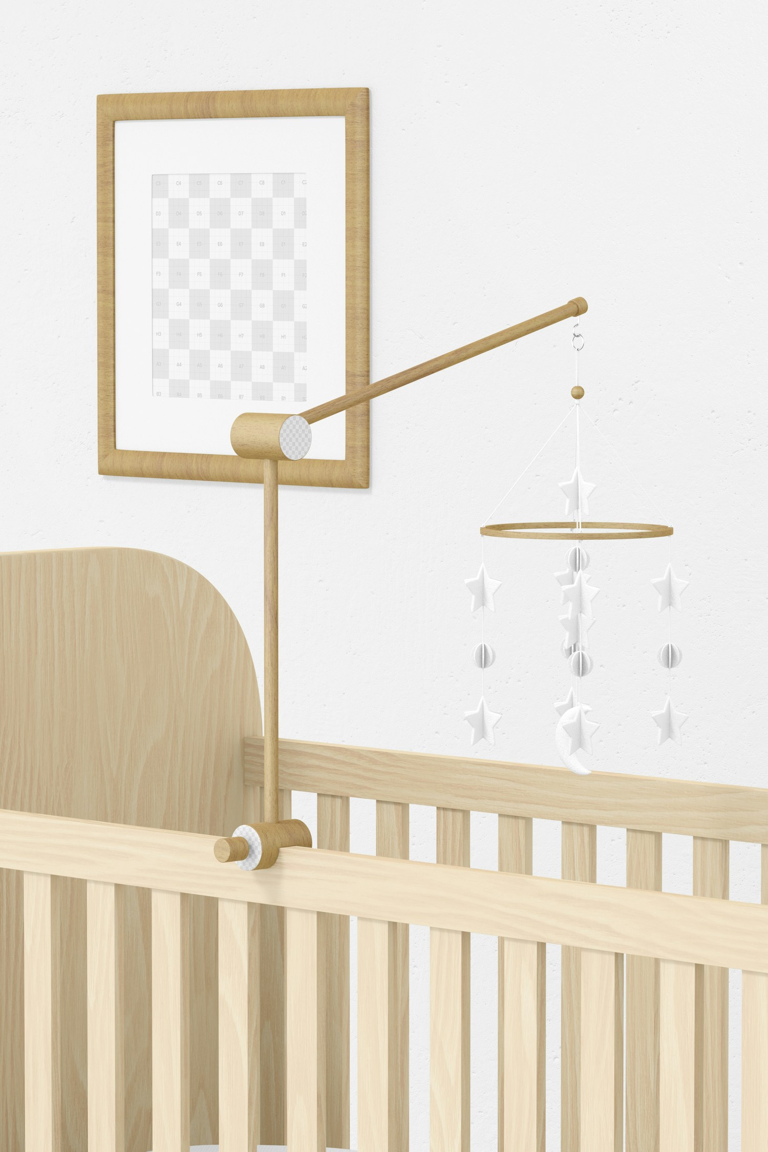 Baby Crib Mobile Mockup, Right View