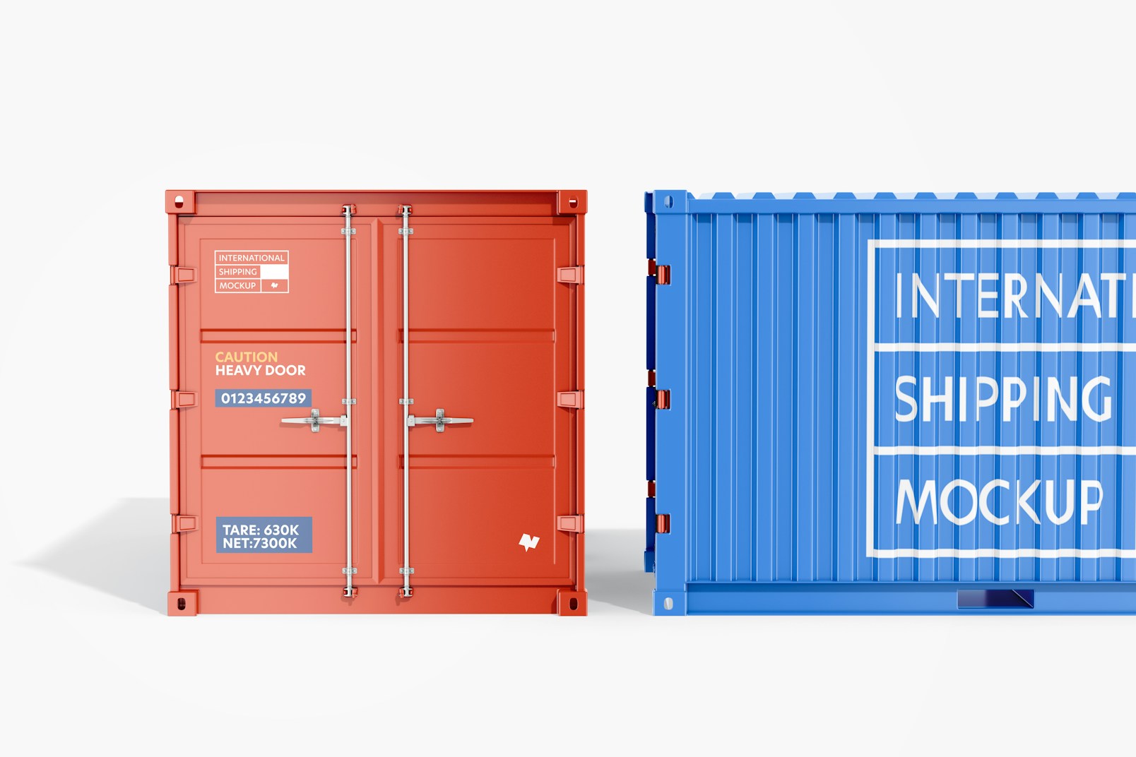 Long Shipping Containers Mockup, Front View