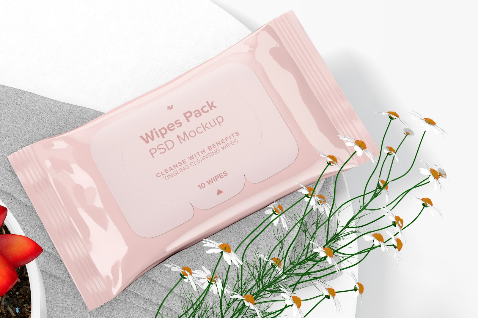 Wipes Pack Mockup, Perspective