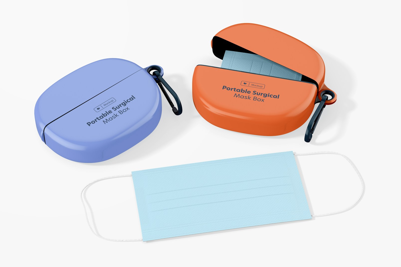 Portable Surgical Mask Box Mockup, Opened and Closed