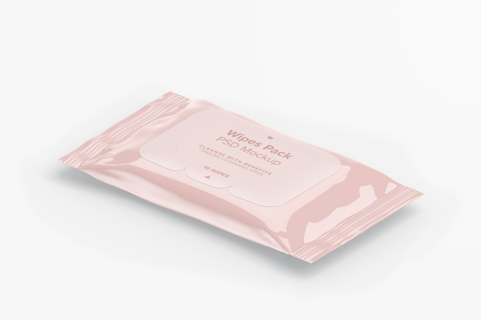 Wipes Pack Mockup, Isometric Left View